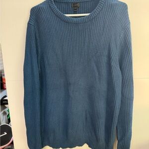J. Crew Blue Crewneck Sweater with Ribbed Texture